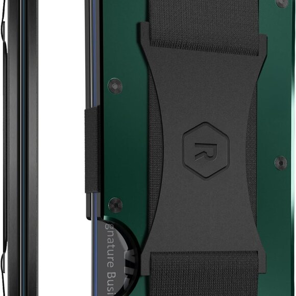 RFID Protected Compact Slim Wallet with Cash Strap - Forest Green Elegance